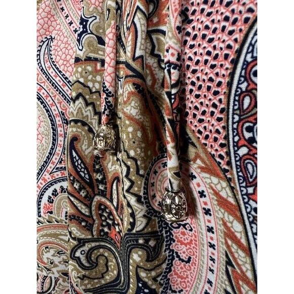 LILDY Drawstring Tie TUNIC Womens L / XL Multi Color Floral Pullover Polyester - Picture 5 of 10